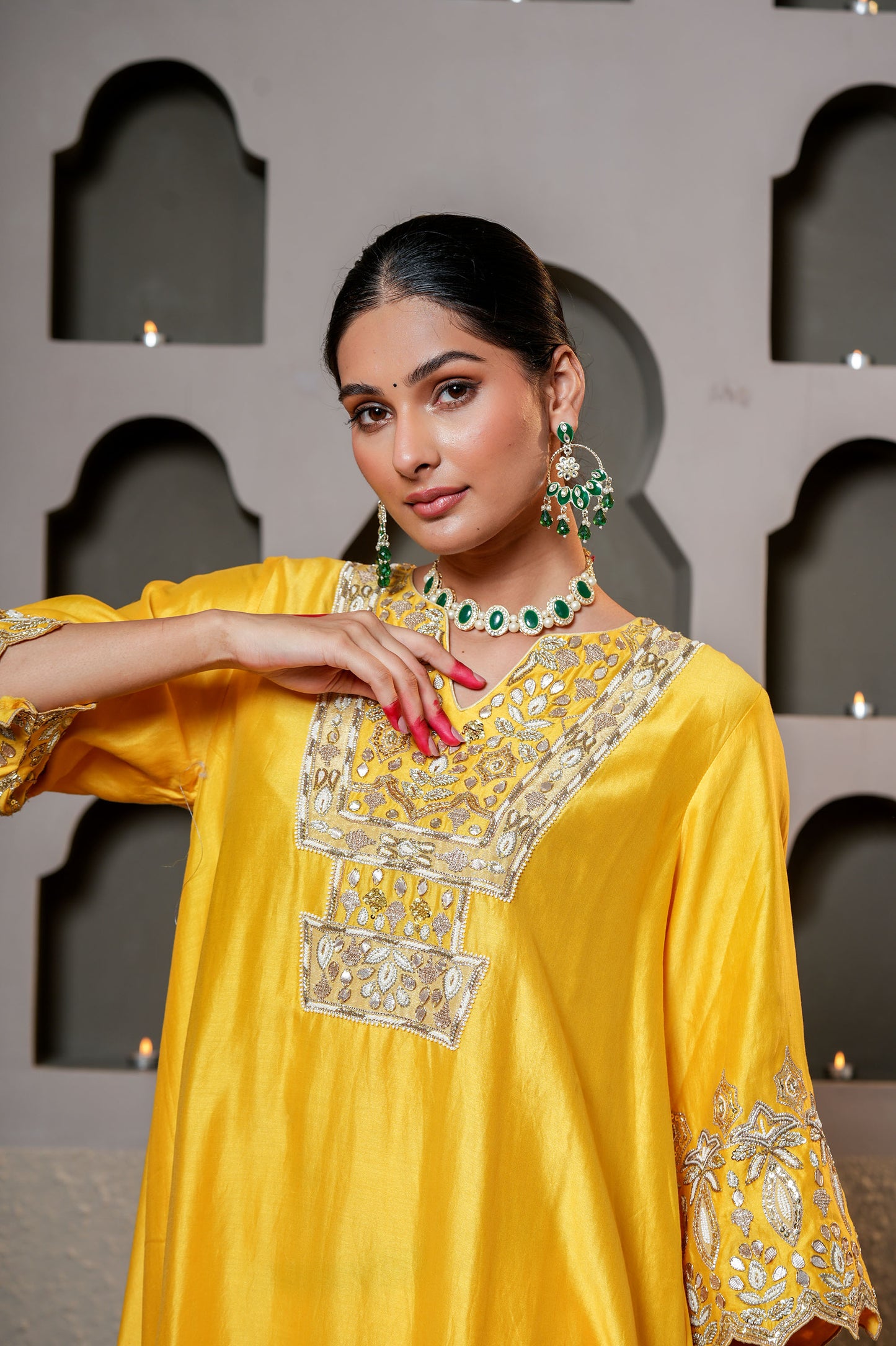 Yellow Chanderi Crafted With Gota Patti Work  Designer Suit Set