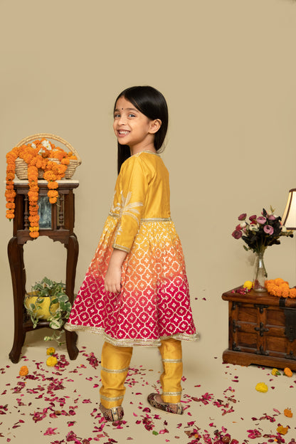 Buti Mustard Chanderi Ombre kids Anarkali