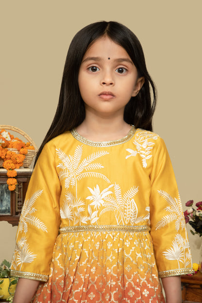 Buti Mustard Chanderi Ombre kids Anarkali