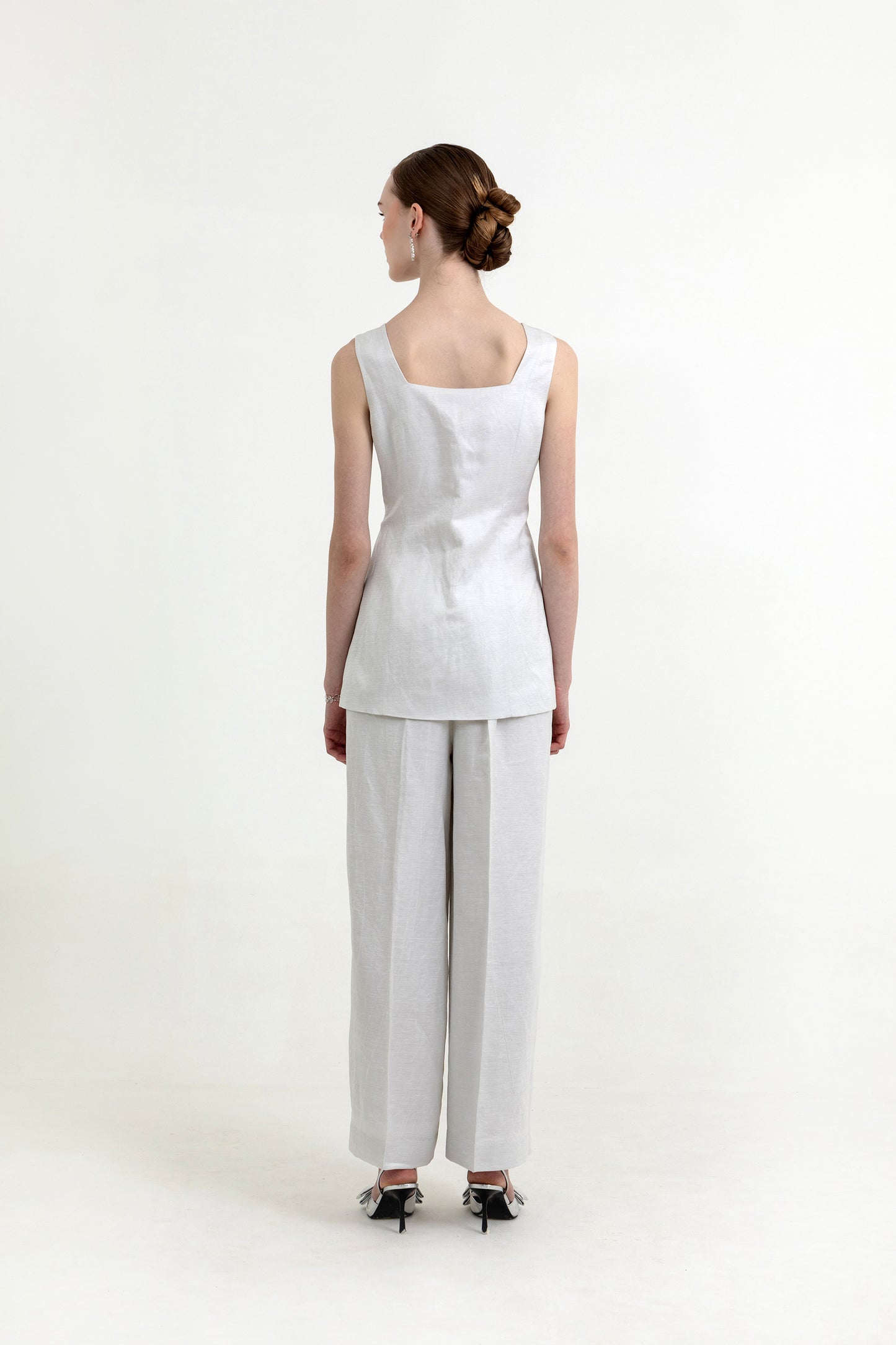 Peony Silver Satin Designer Co-ord Set