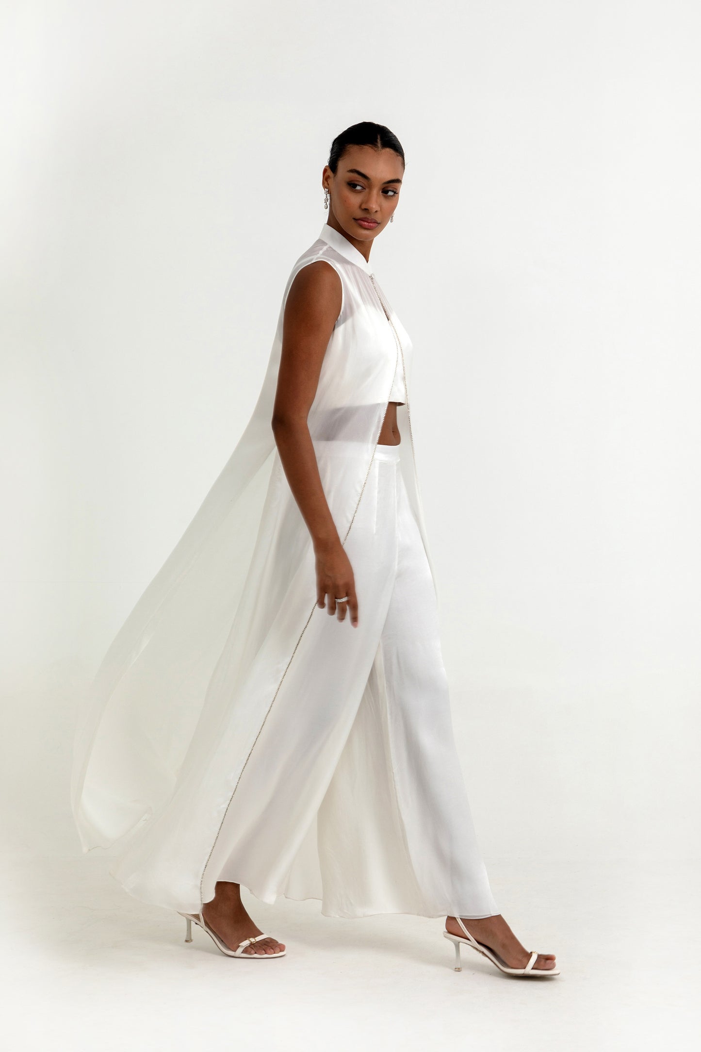 Sterling Luna White Co-ord Set with Cape