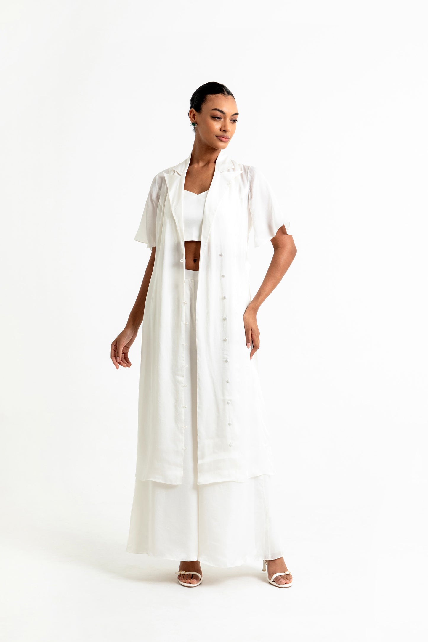 Esther Luna White Organza Jacket Set