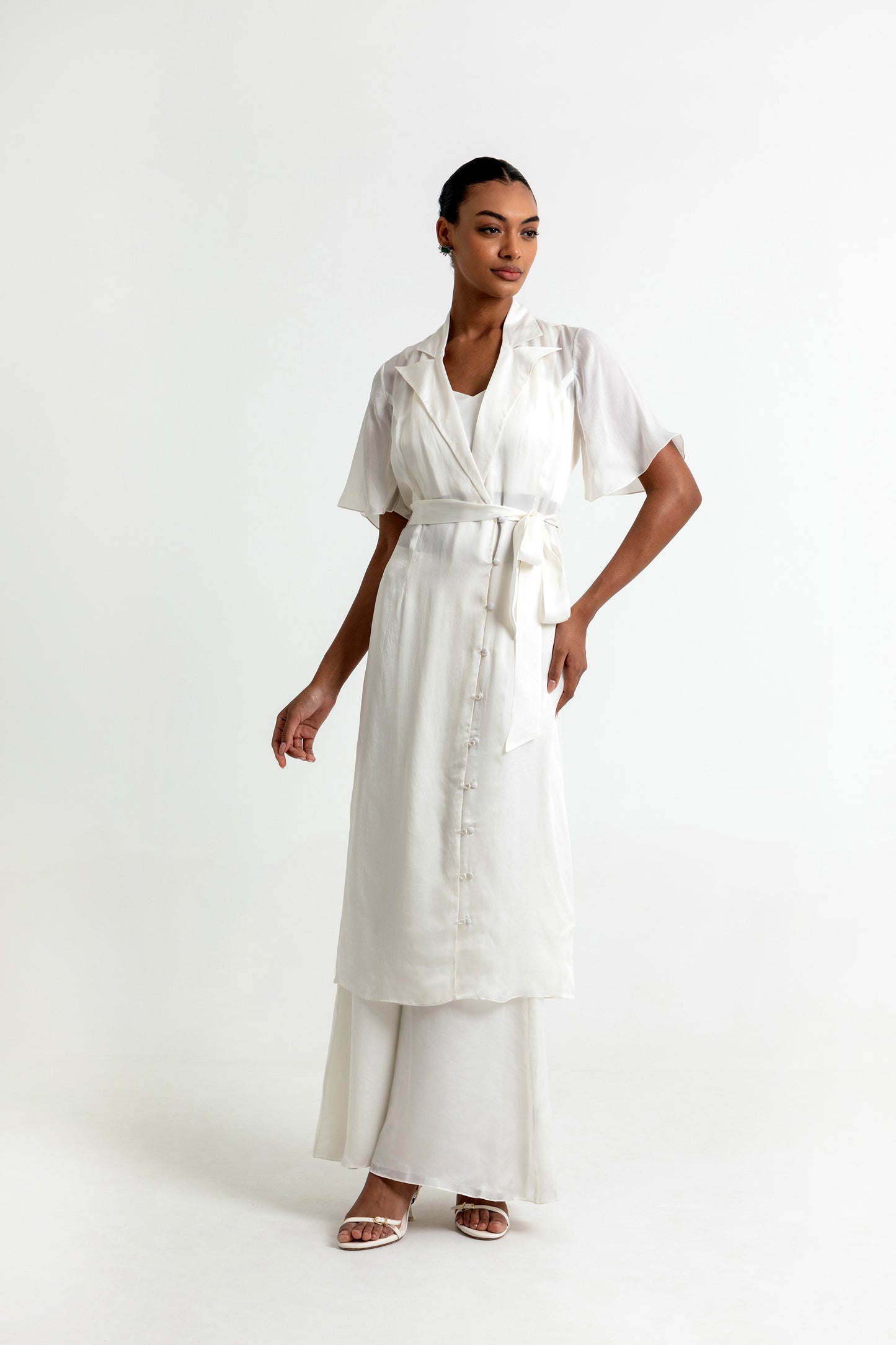 Esther Luna White Organza Jacket Set