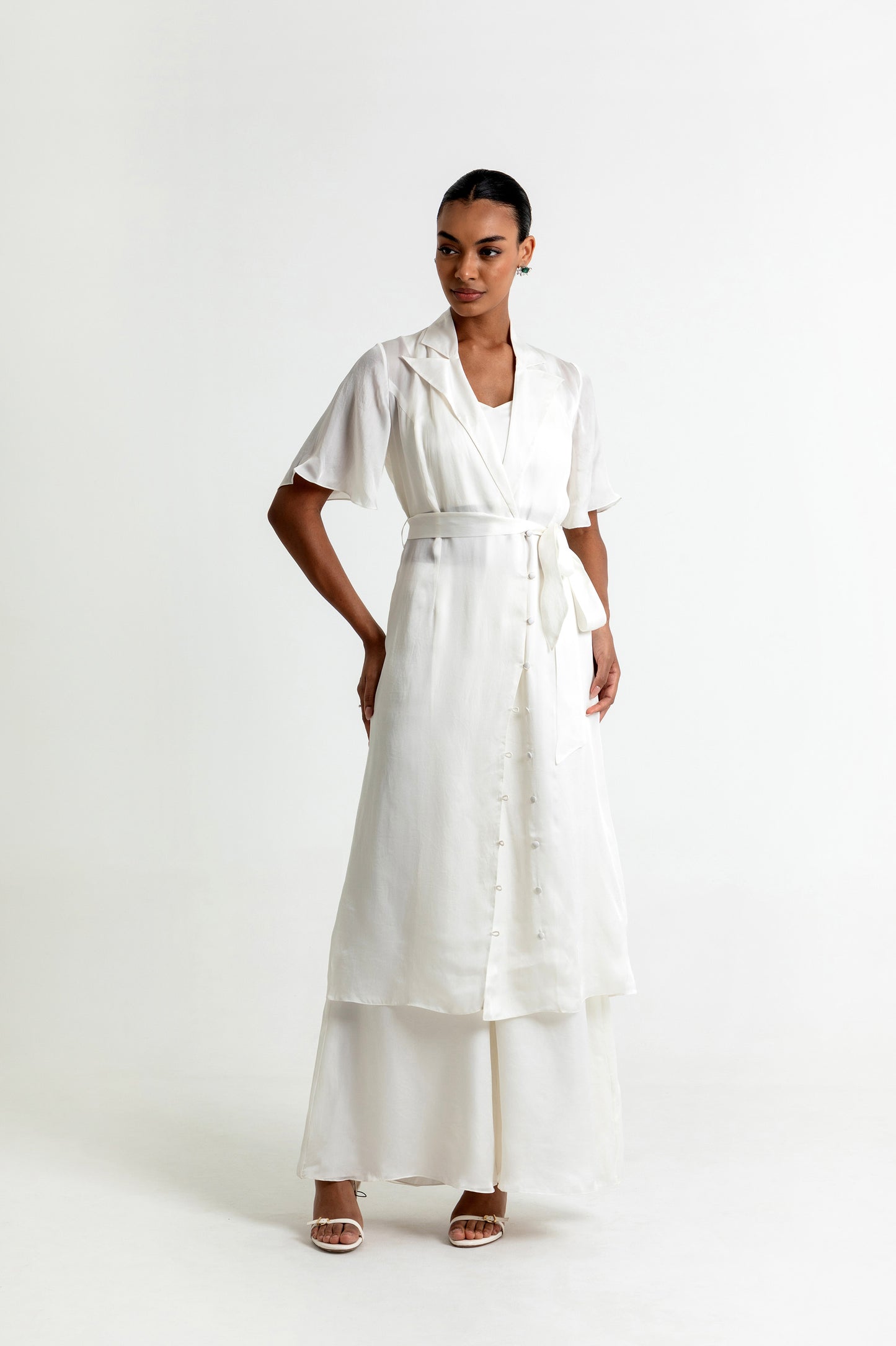 Esther Luna White Organza Jacket Set