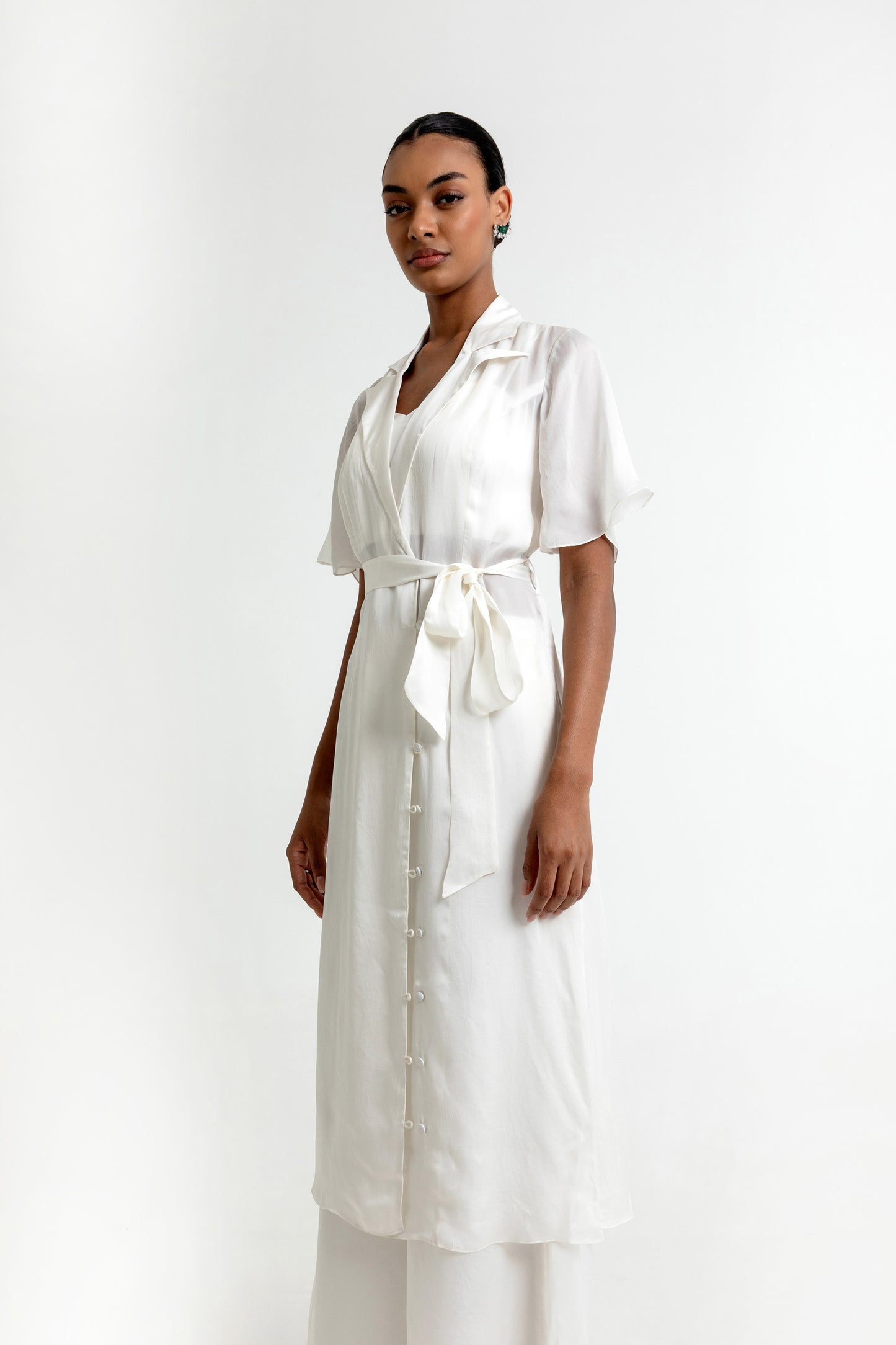 Esther Luna White Organza Jacket Set