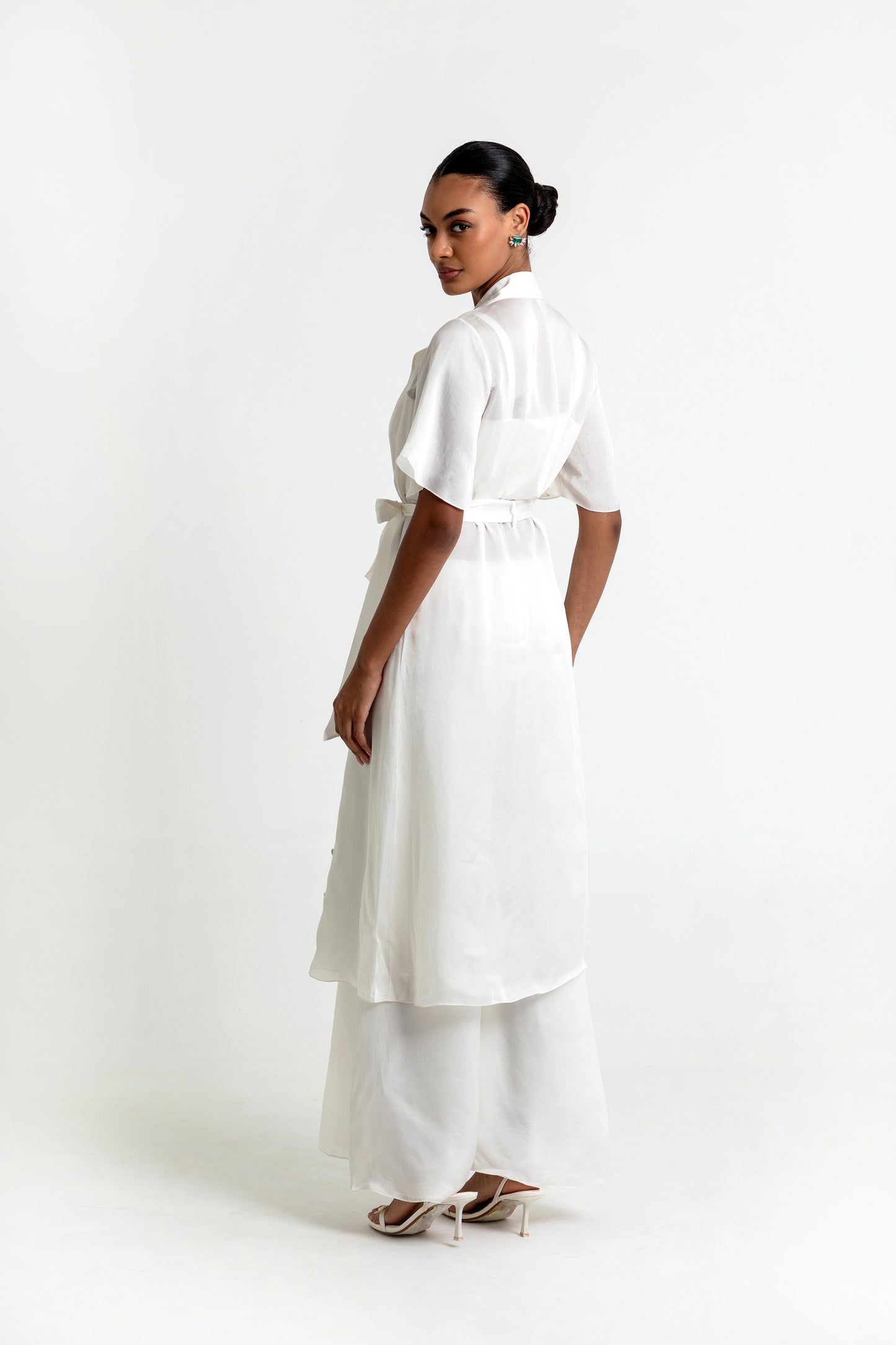 Esther Luna White Organza Jacket Set