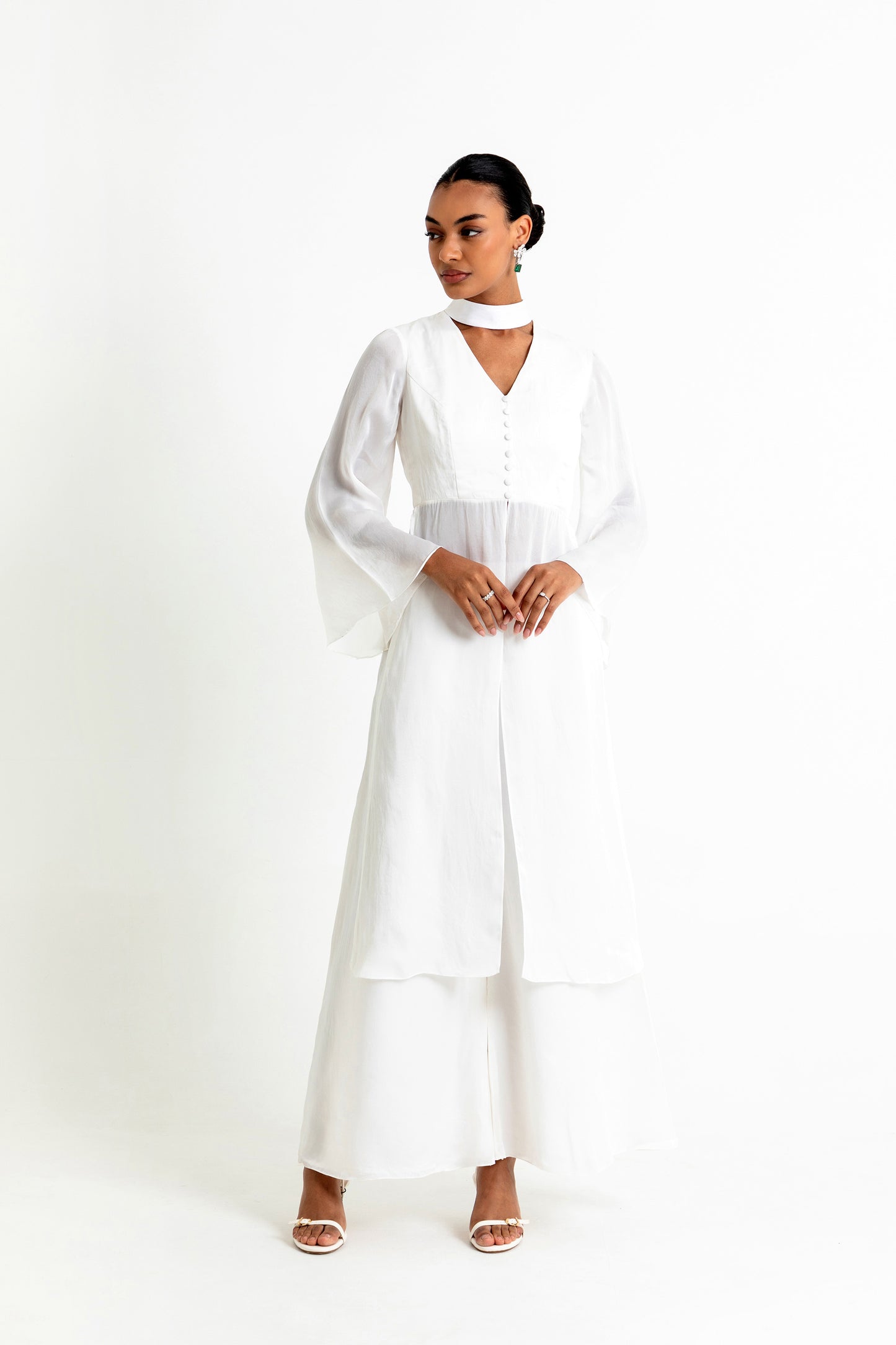 Amelia White Organza Party Wear Co-ord Set