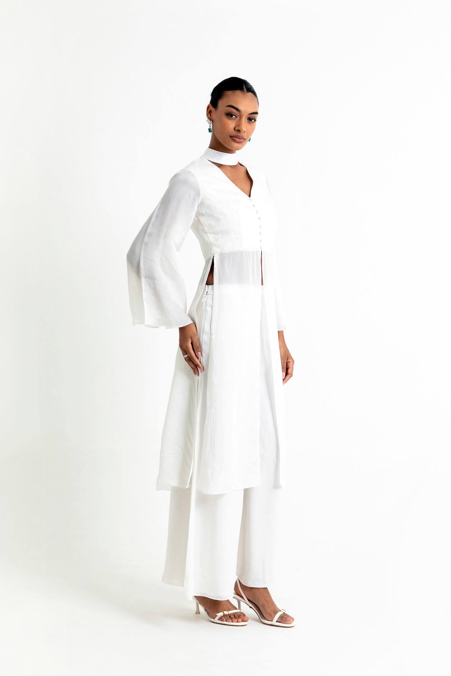 Amelia White Organza Party Wear Co-ord Set