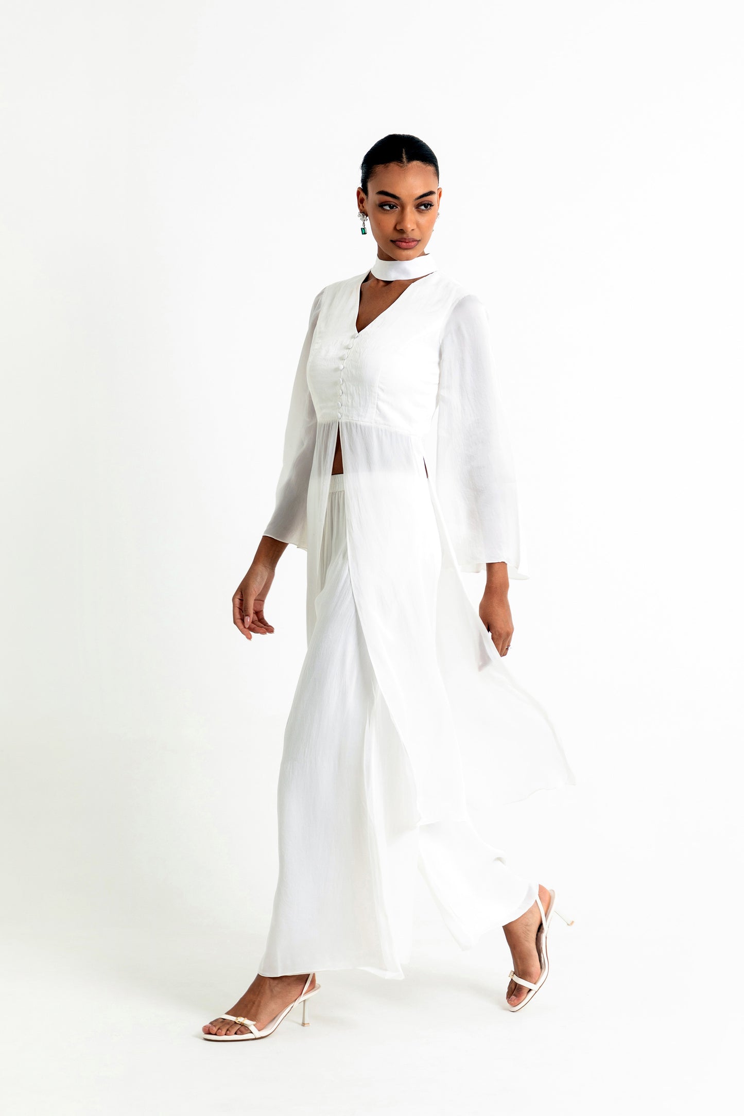Amelia White Organza Party Wear Co-ord Set