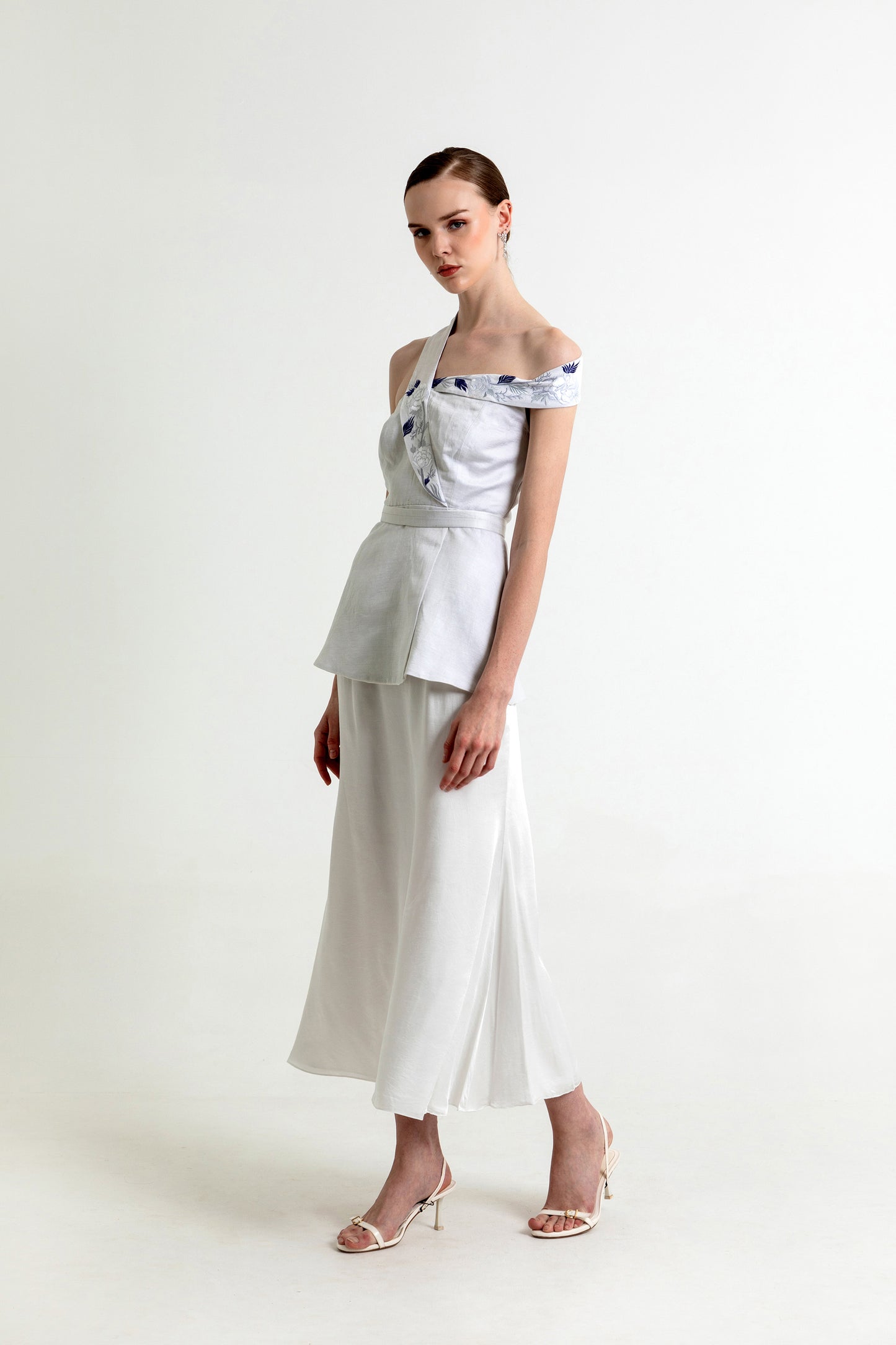 Helena Silver Satin Designer Co-ord Set