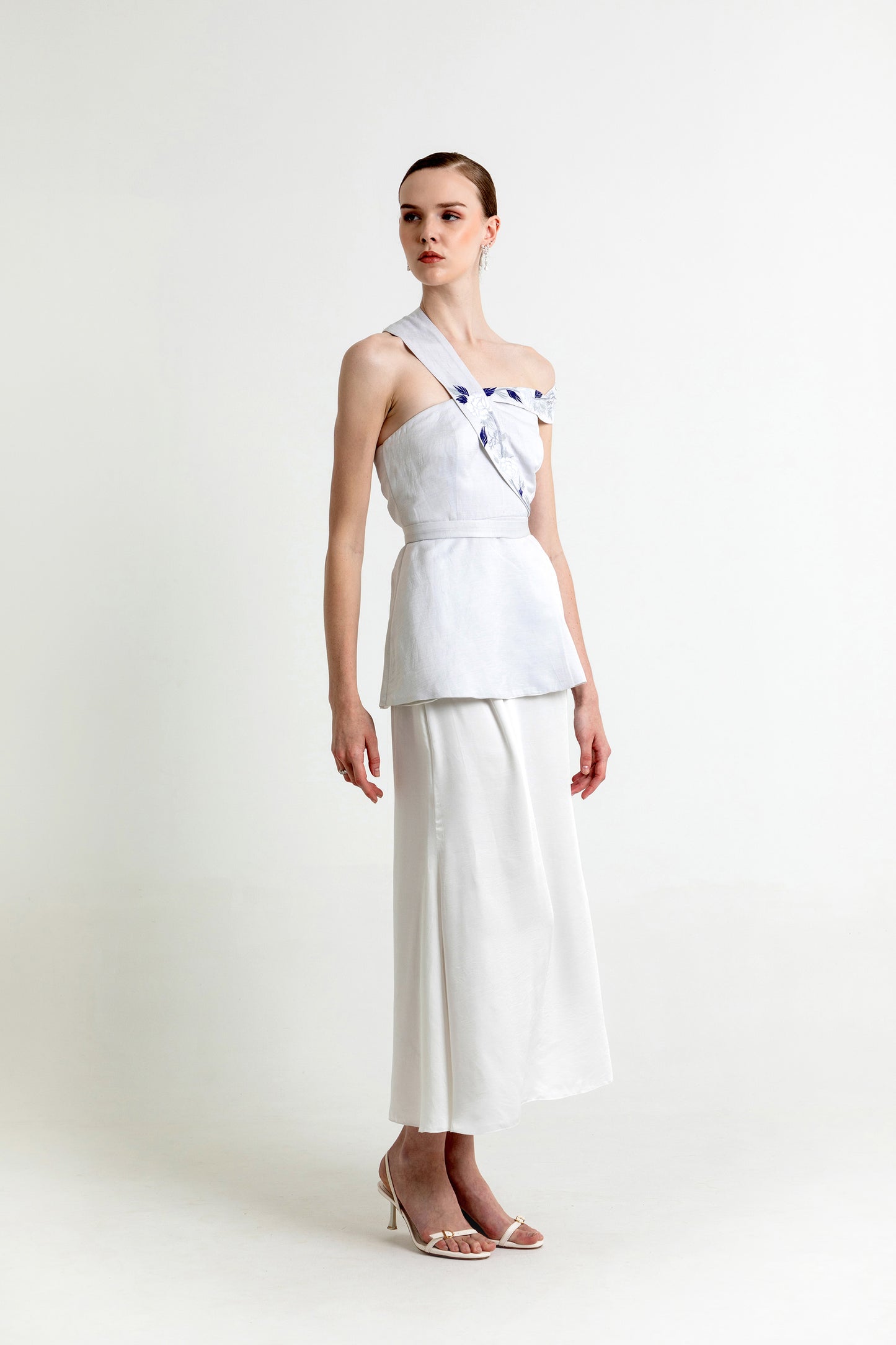 Helena Silver Satin Designer Co-ord Set