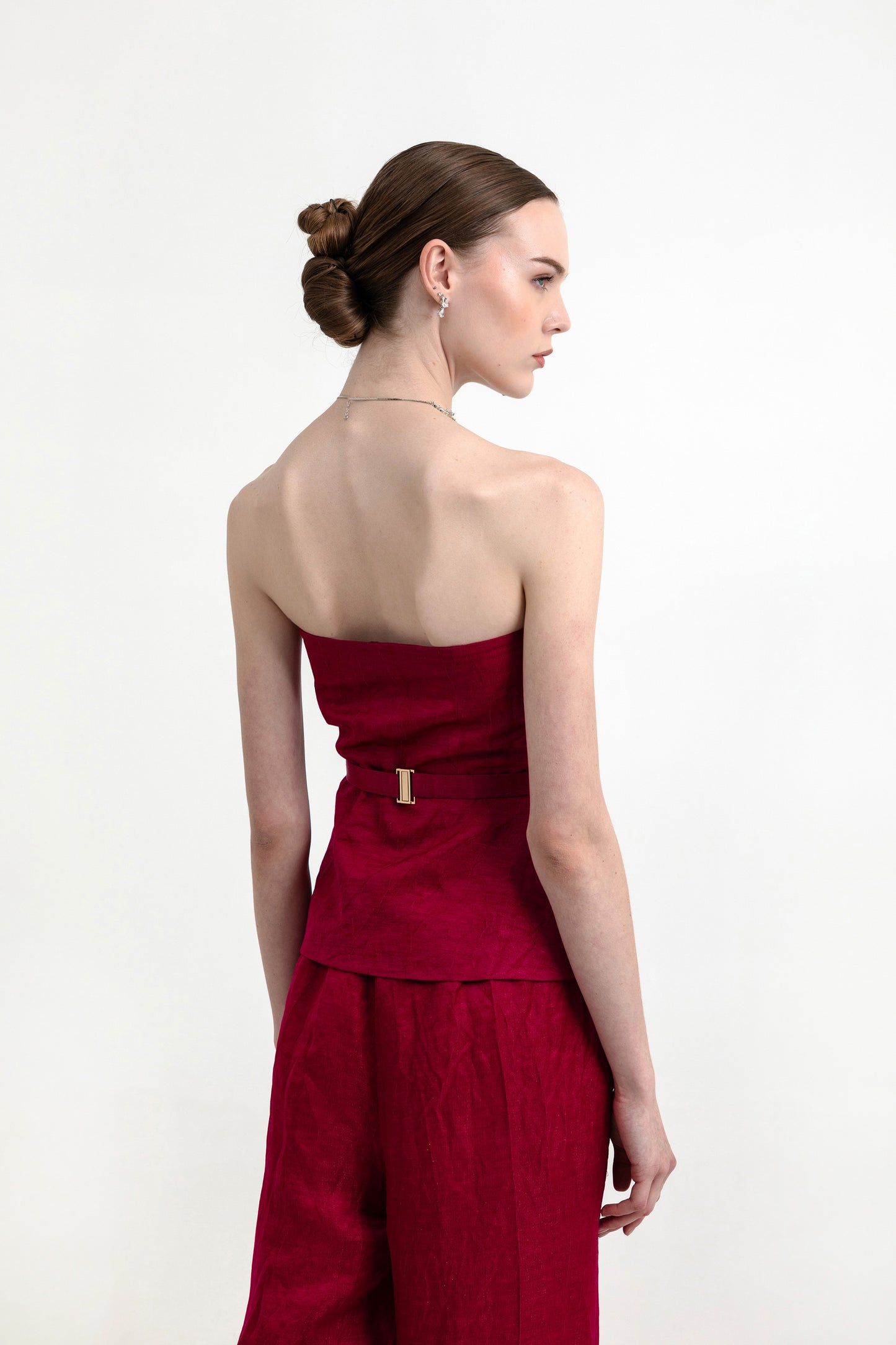 Carnation Red Satin Designer Co-ord Set