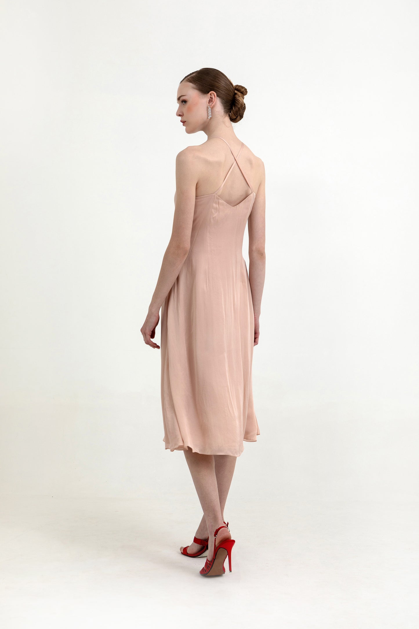 Twila Slip Peach Organza Cocktail Dress