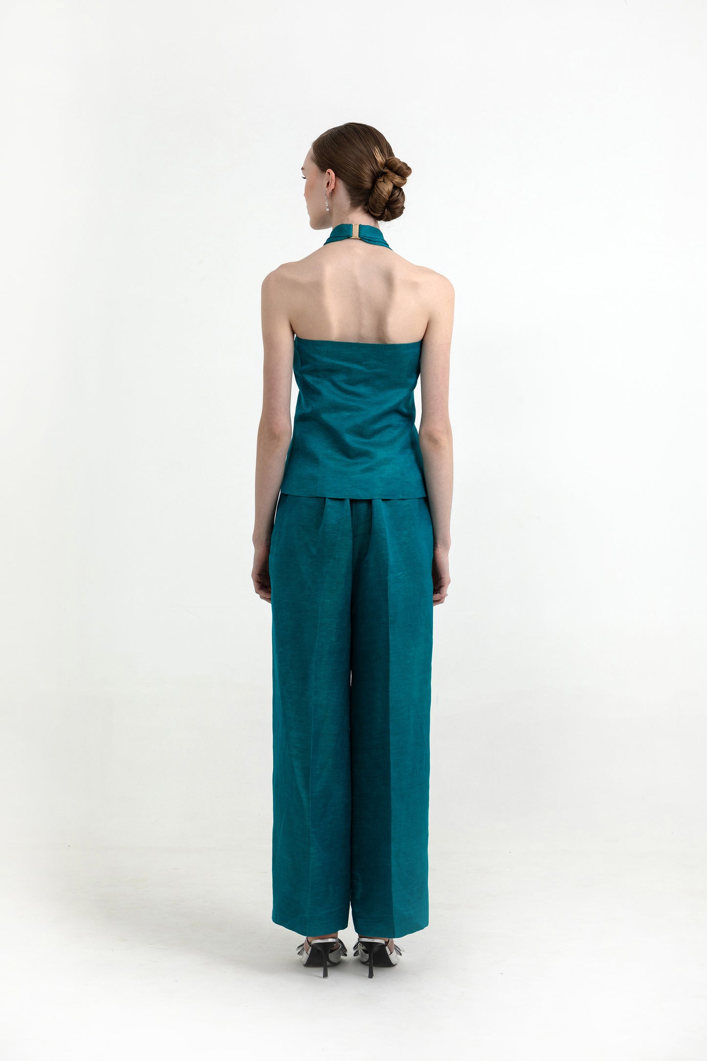 Skye Satin Co-ord Set in Crystal Teal Green