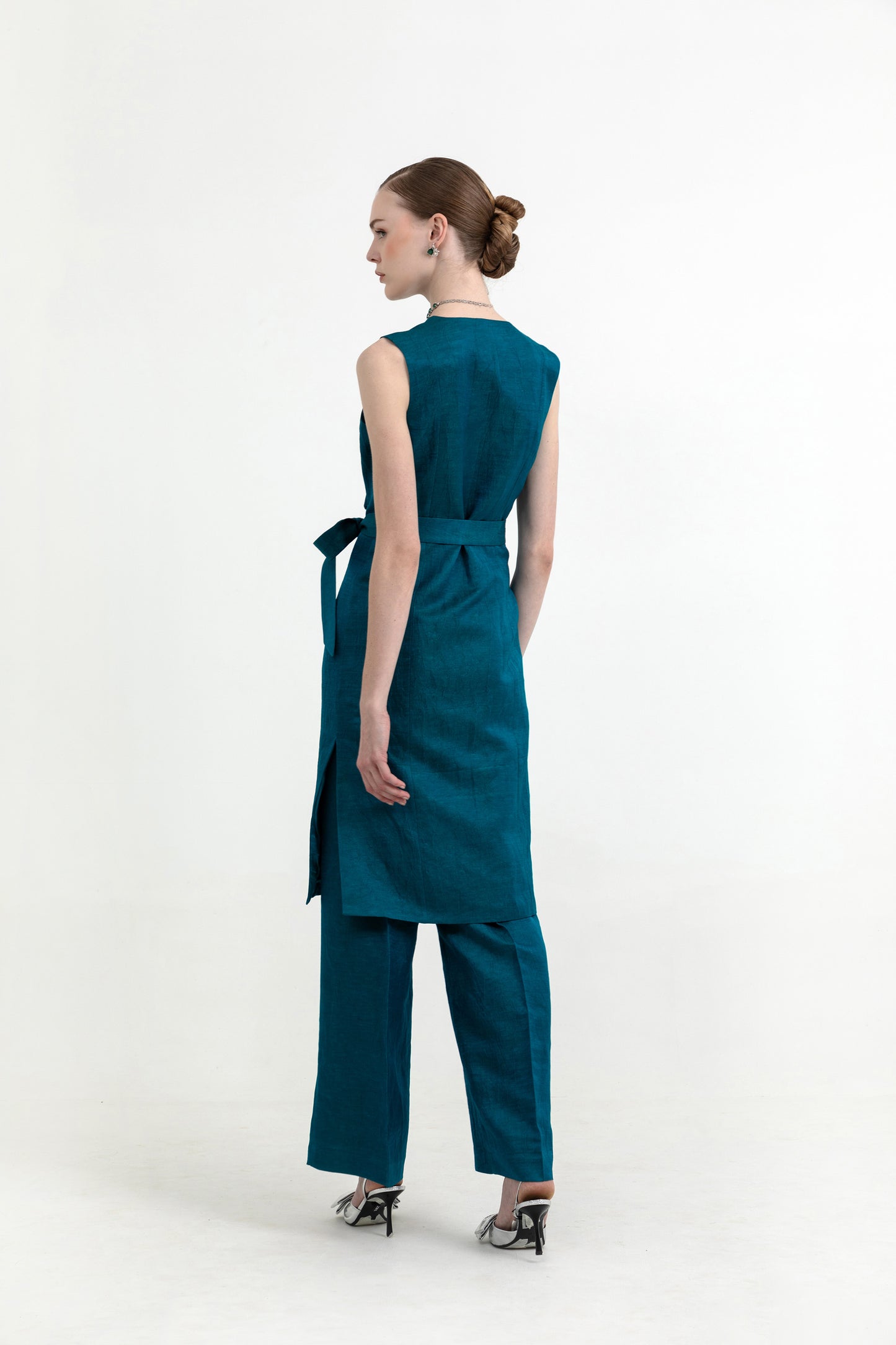 Este Teal Green Satin Designer Co-ord Set