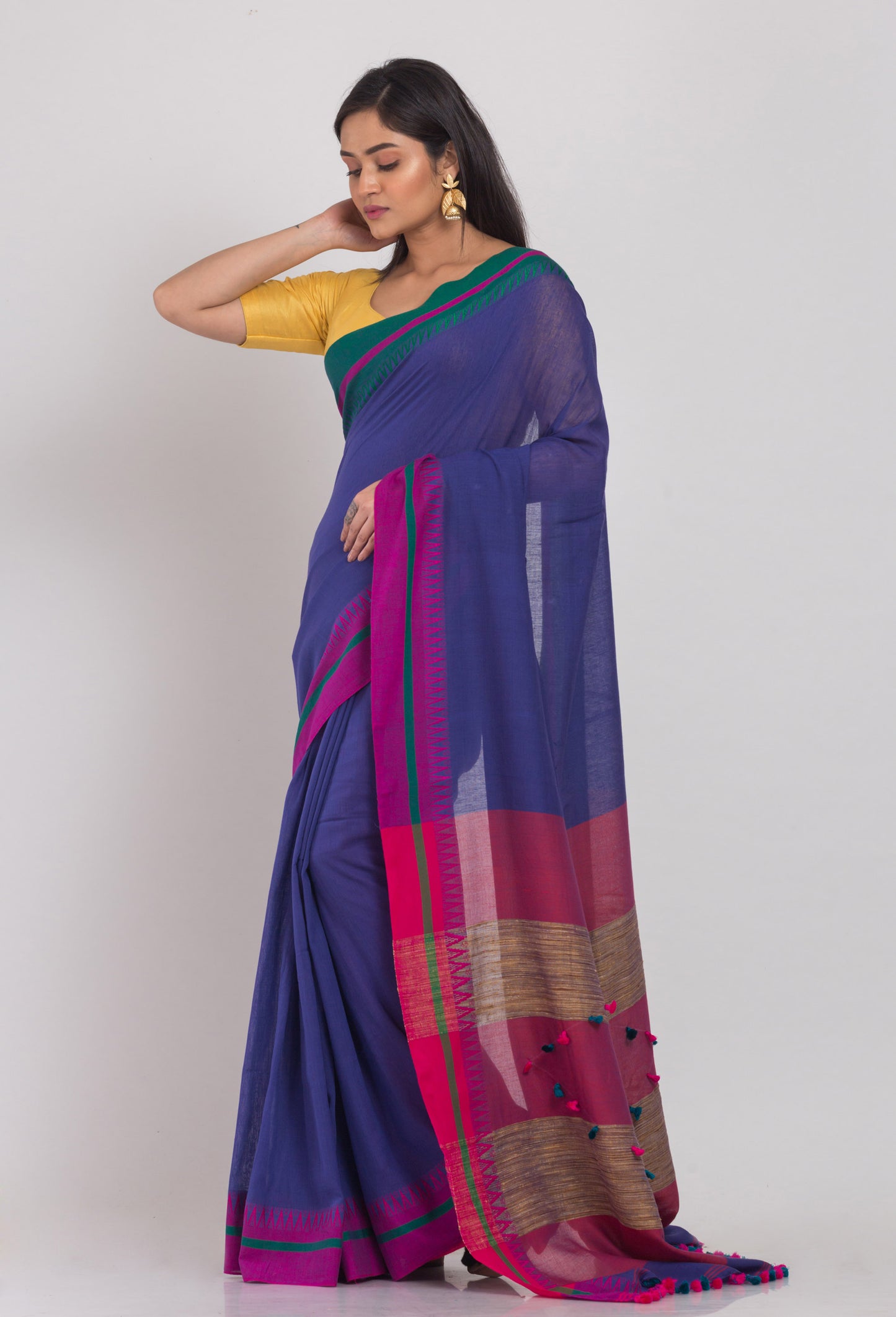 Indigo Handloom Cotton Saree