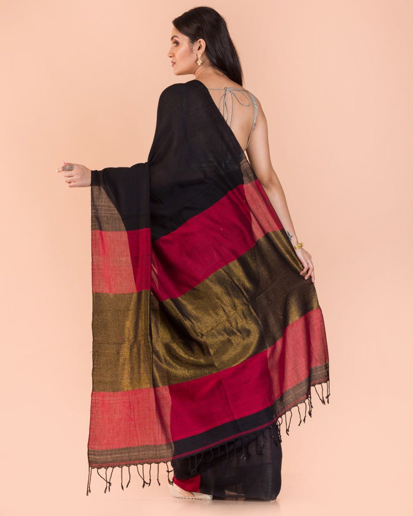 Black Handwoven Cotton Saree