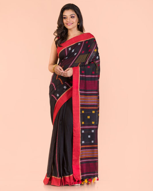 Black Cotton Jamdani Saree