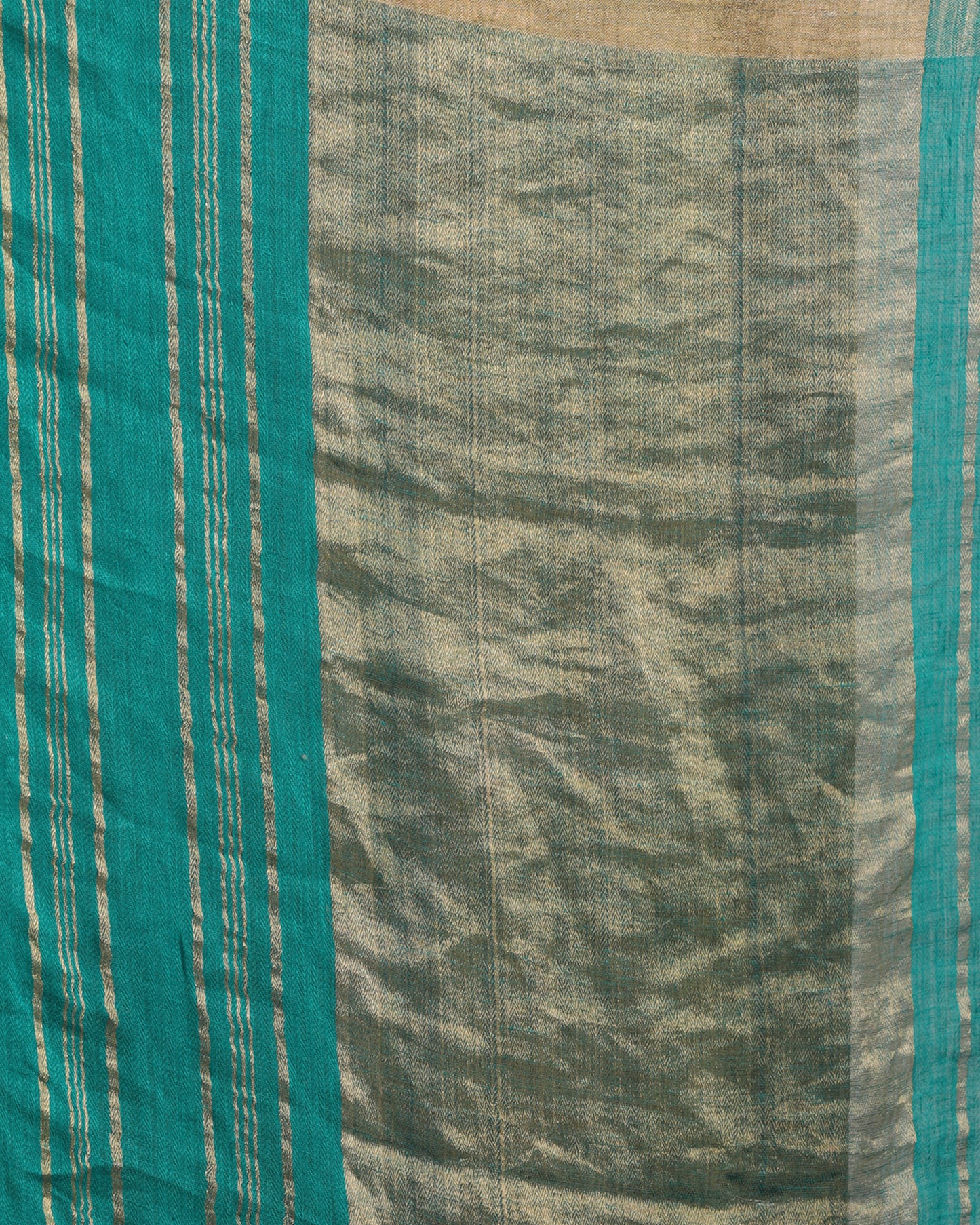 Turquoise Traditional Handloom Linen Saree