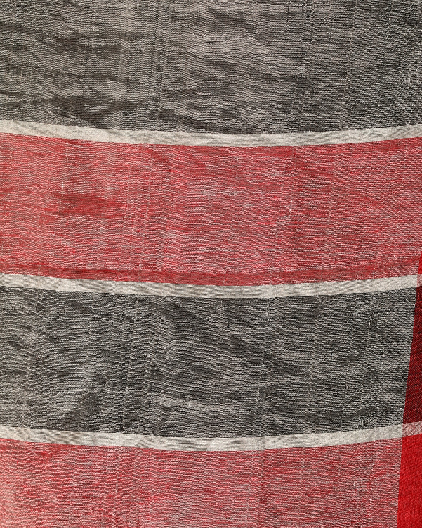 Red Black Traditional Check Linen Handloom Saree