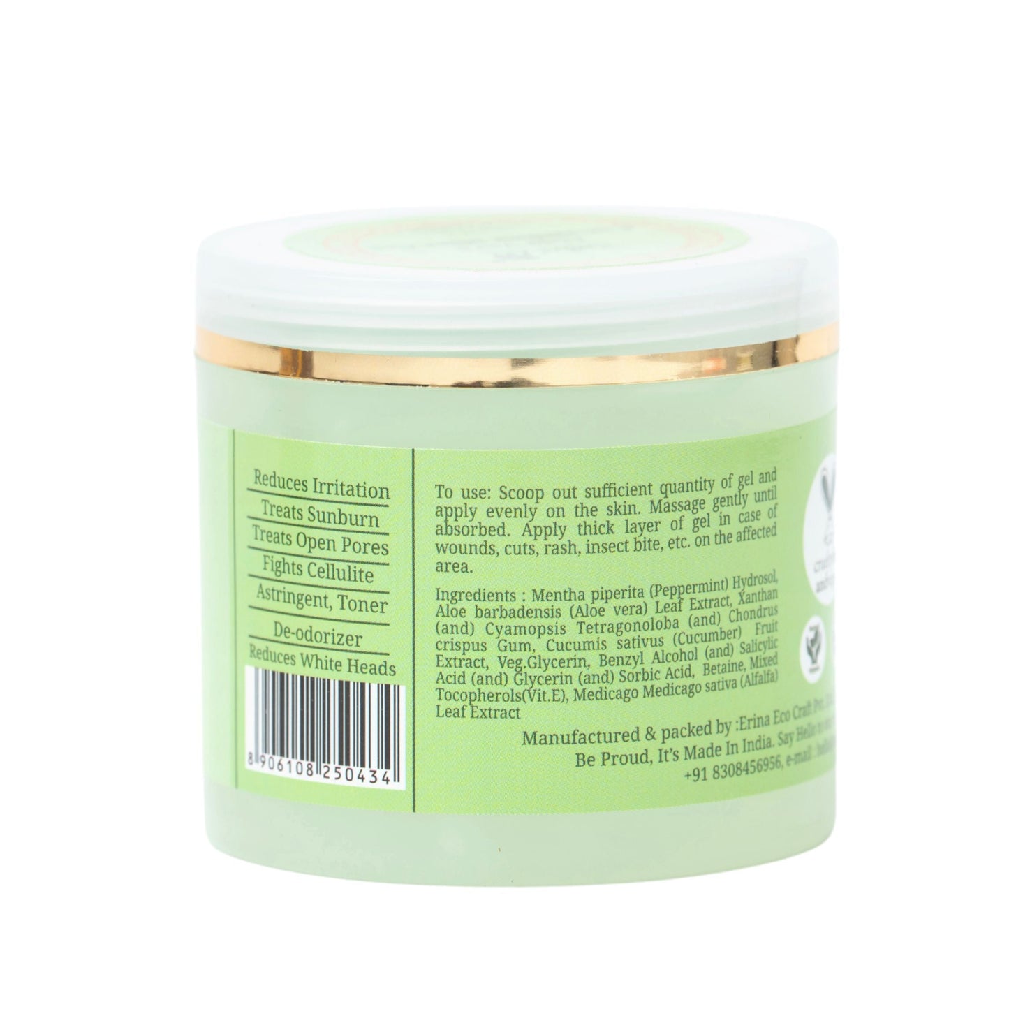 Aloe Vera Cucumber Mint Gel (100gm), Rustic Art