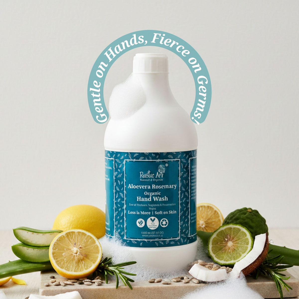 Aloe Vera Rosemary Organic Hand Wash (1100ml Refill Pack), Rustic Art