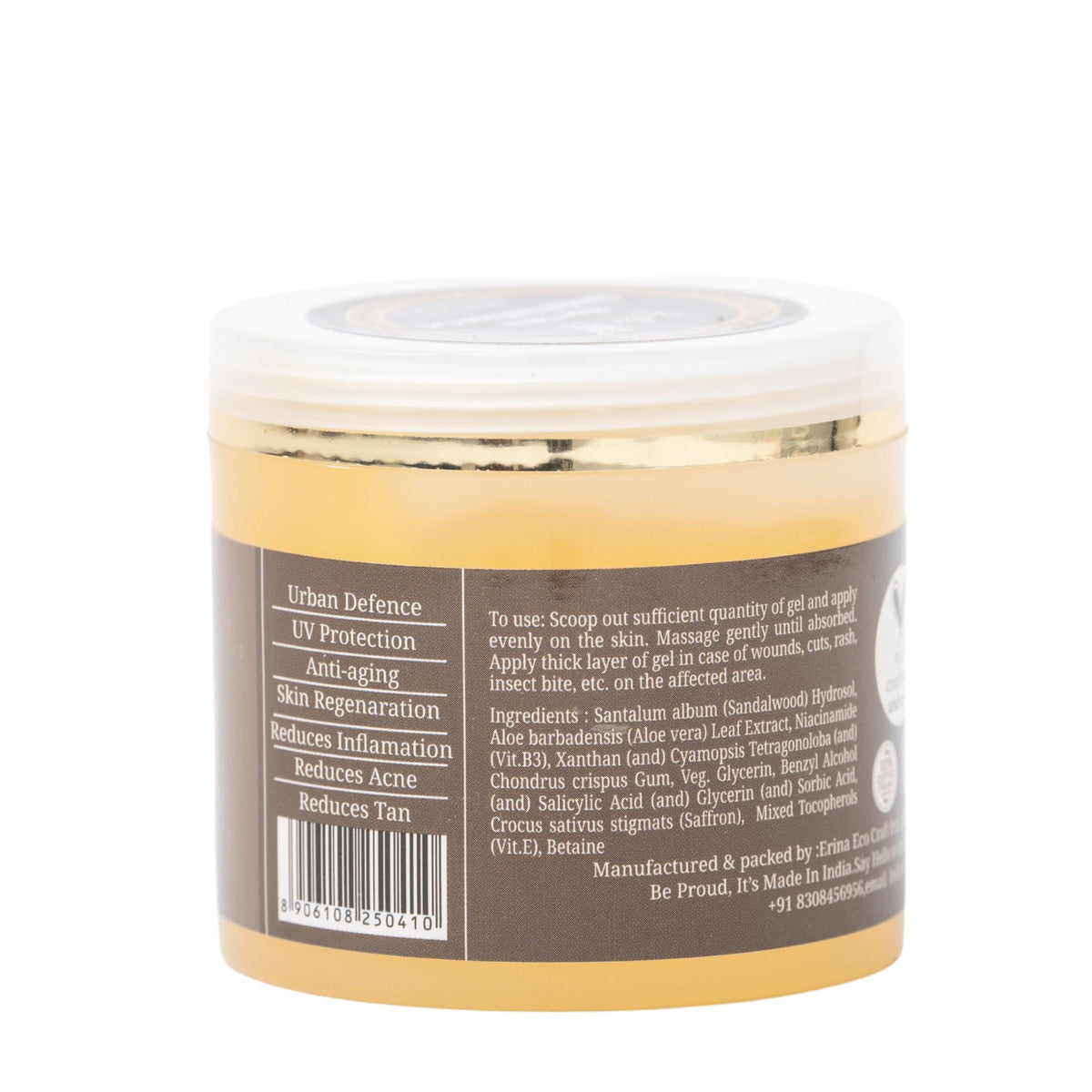 Aloe Vera Sandal Saffron Gel with Niacinamide, Rustic Art
