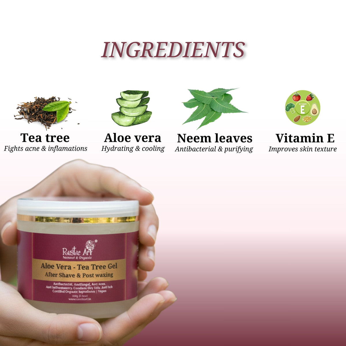 Aloe Vera Tea Tree Gel (100 gm), Rustic Art