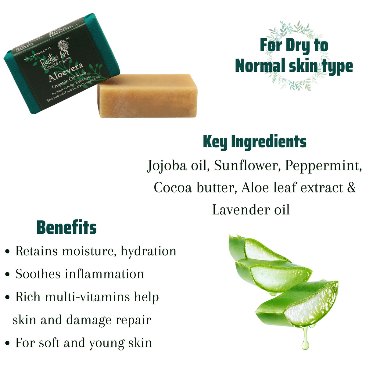 Aloevera Soap (100gm), Rustic Art