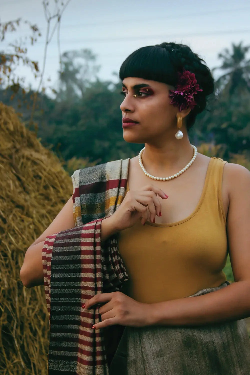 Handloom Light Brown Kosa Silk Saree With Maroon Pallu