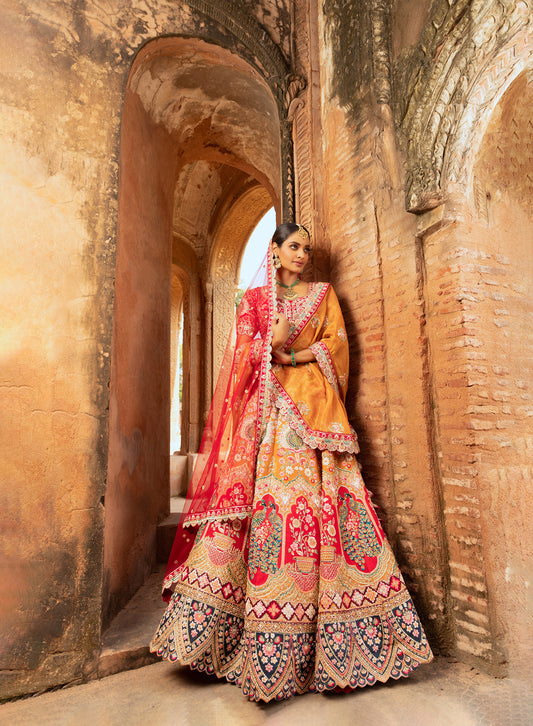 Regal Silk Lehenga with Multi-Color Thread Work and Sequins