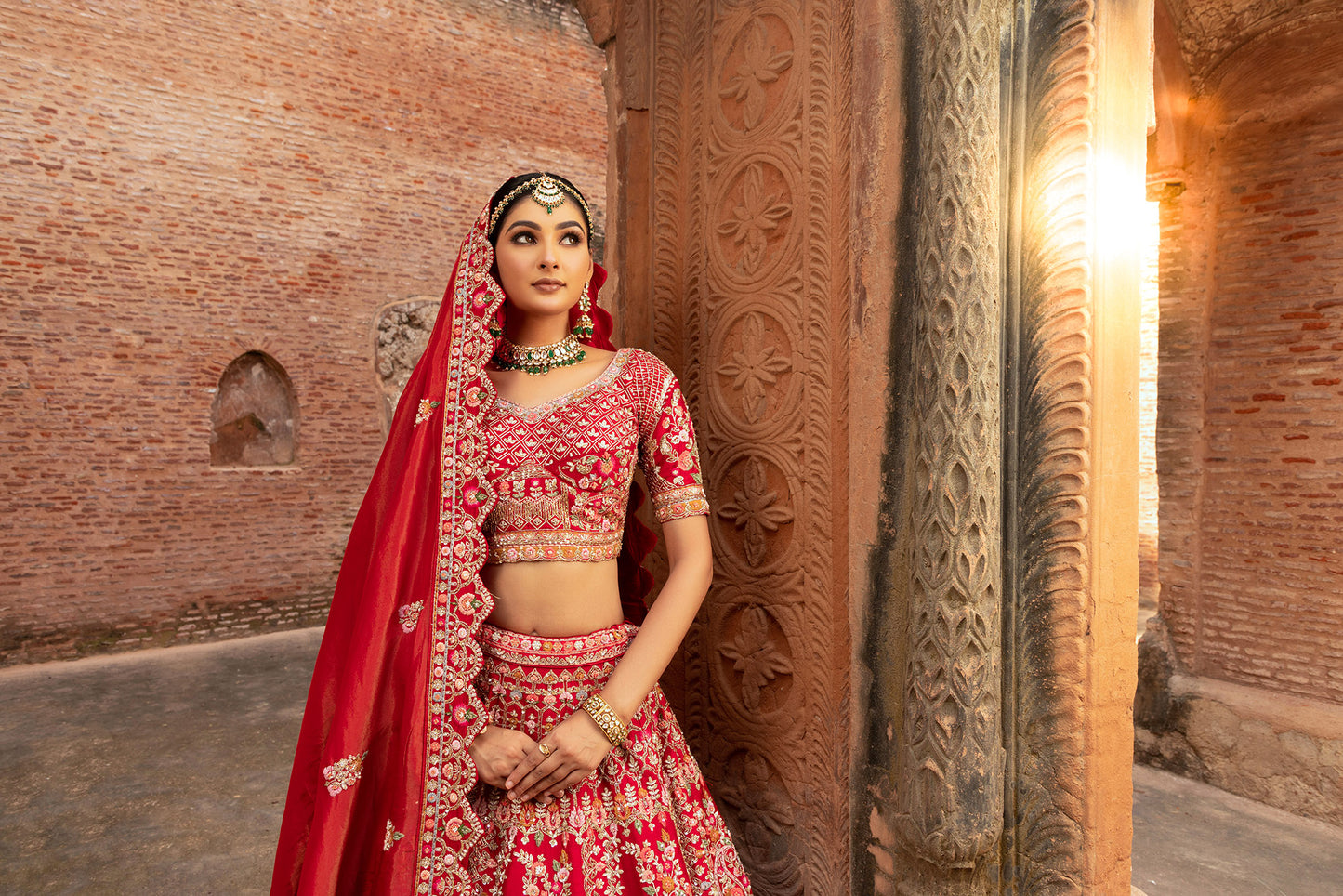 Red Rajasthani Zardozi Work Silk Bridal Lehenga