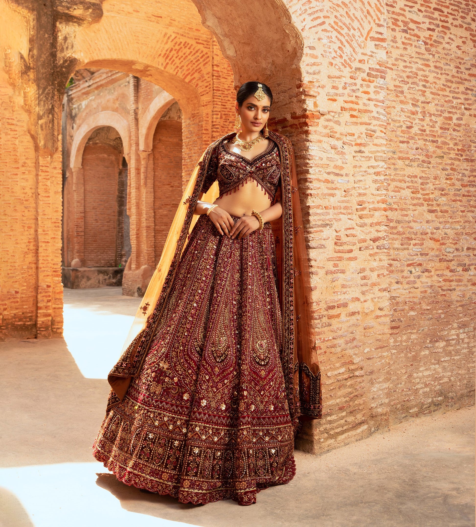 Maroon Rajasthani Silk Bridal Lehenga for Wedding – Mohi fashion