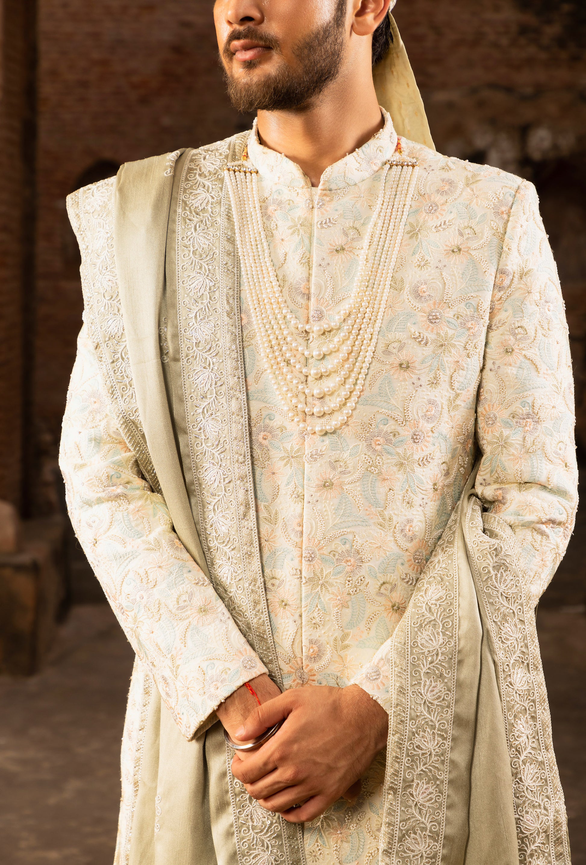 Under 10000 Wedding Sherwani Under 5000 Beige And White Colour