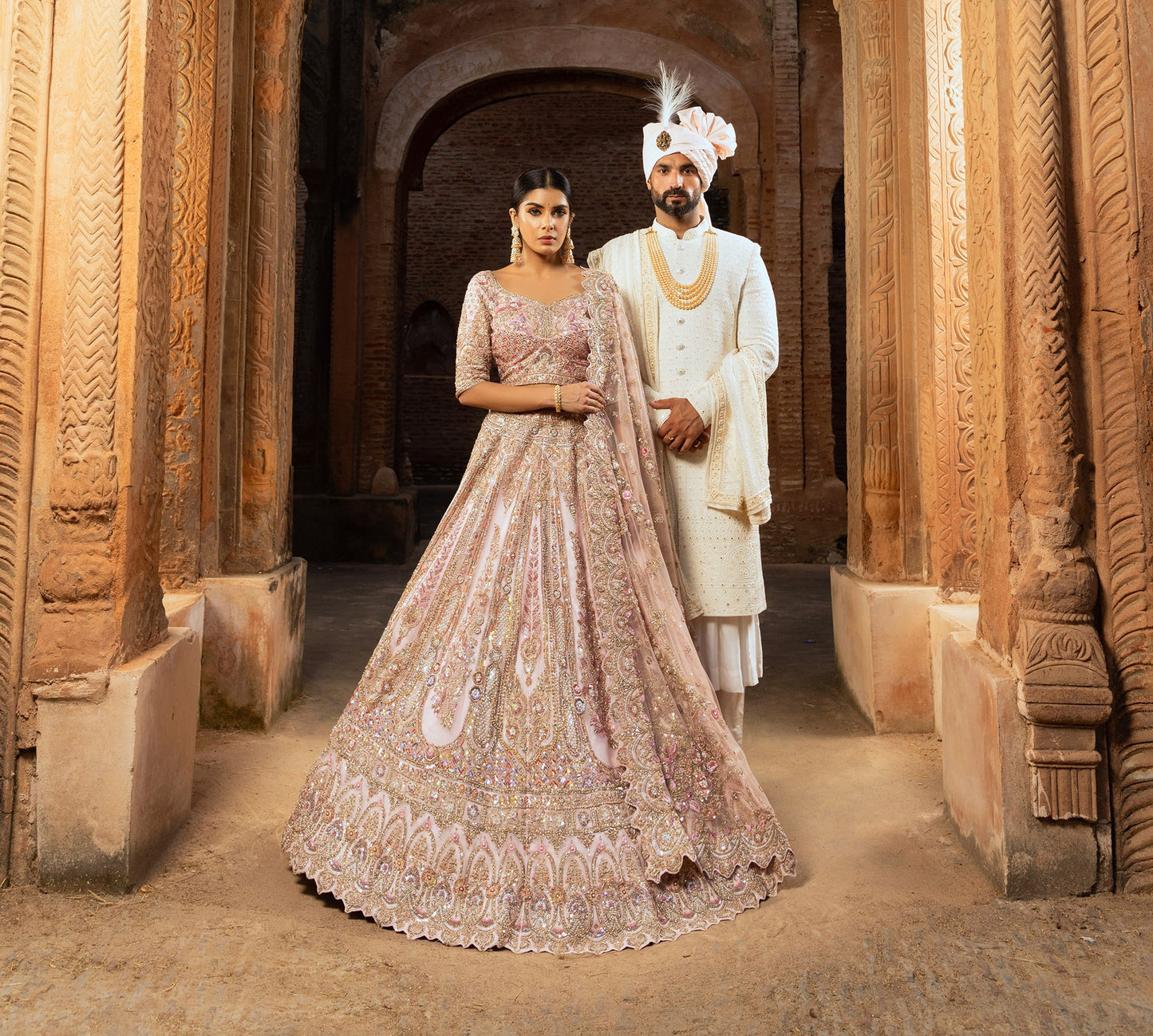 Ethereal Organza Bridal Lehenga for Wedding with Sequins