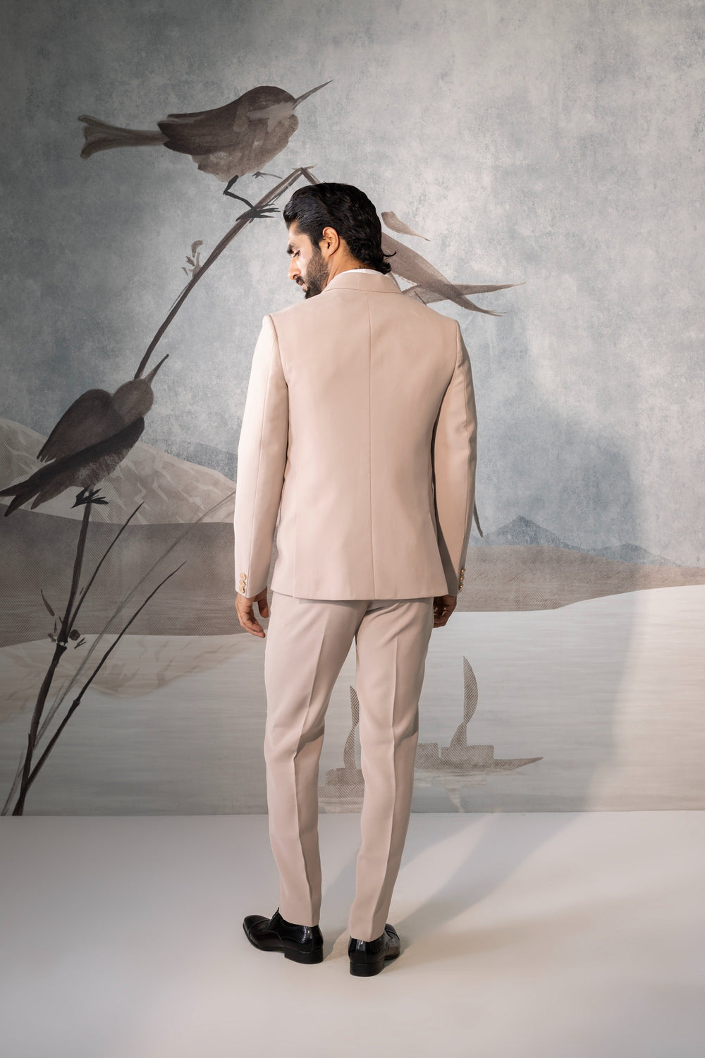 Beige Wedding Tuxedo Suit With Blazer