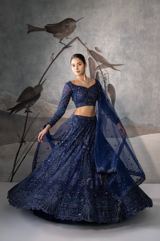 Blue Sequence Embellished Lehenga