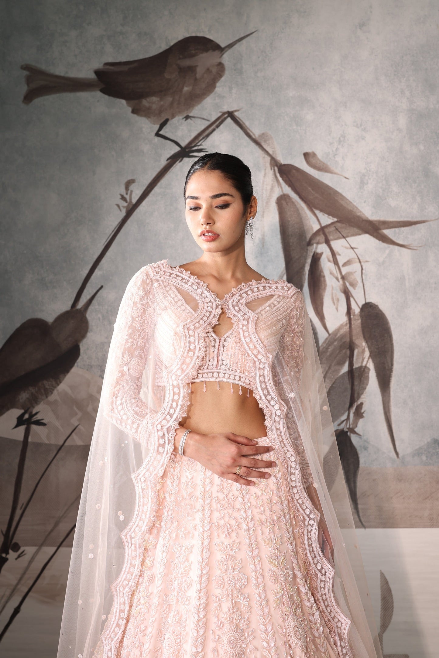 Designer Pink with Heavy Embroidery Wedding Lehenga