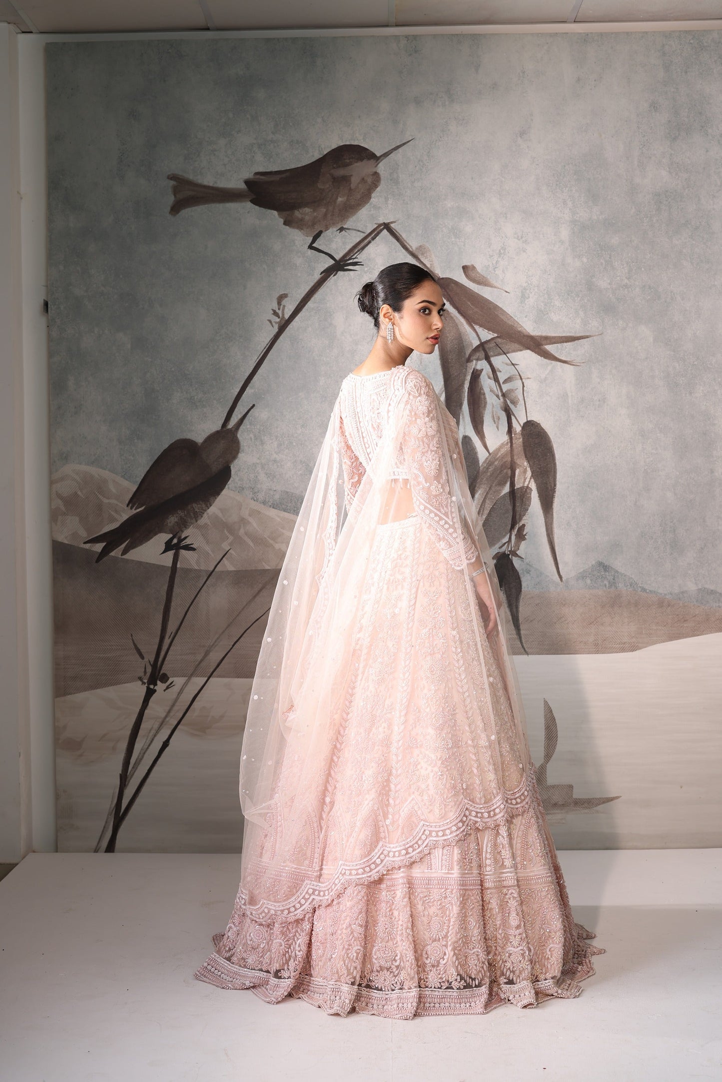 Designer Pink with Heavy Embroidery Wedding Lehenga