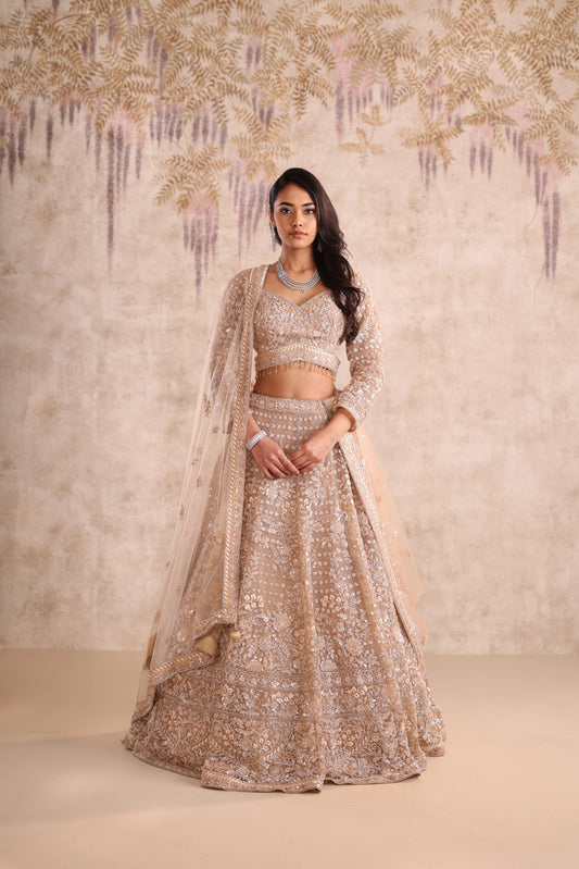 Gold Heavy Embroidered Wedding Lehenga for Sangeet