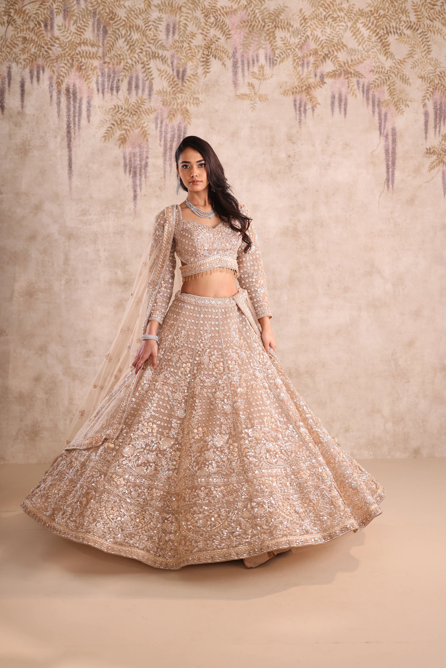 Gold Heavy Embroidered Wedding Lehenga for Sangeet