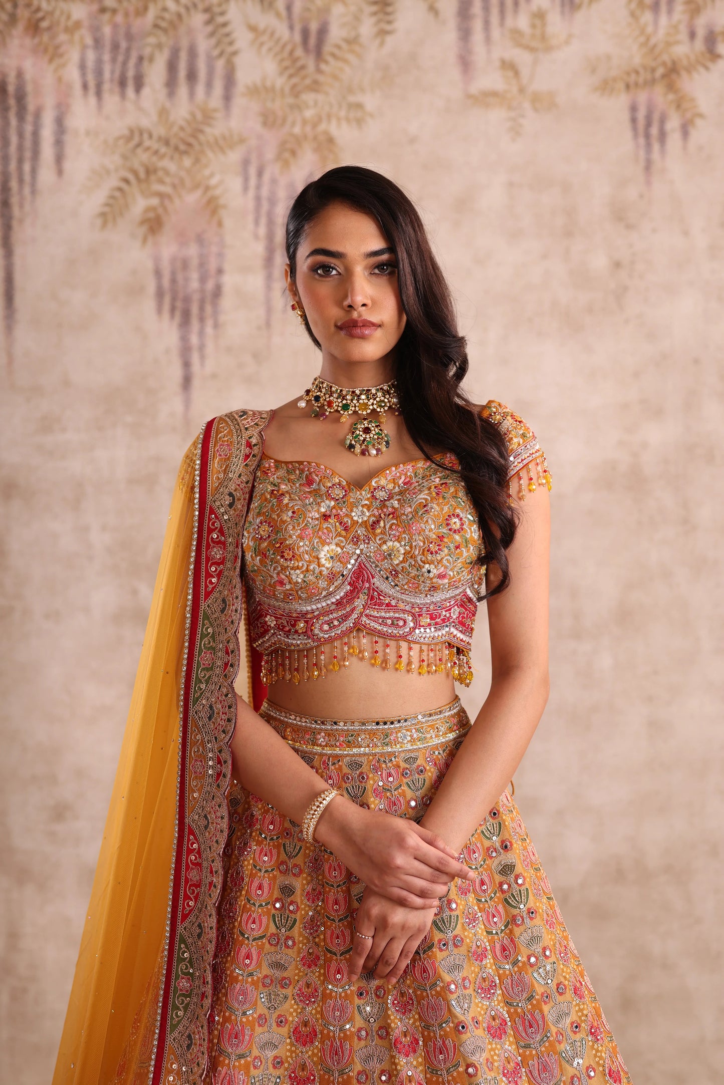 Yellow Sequins Embroidered Wedding Lehenga for Haldi