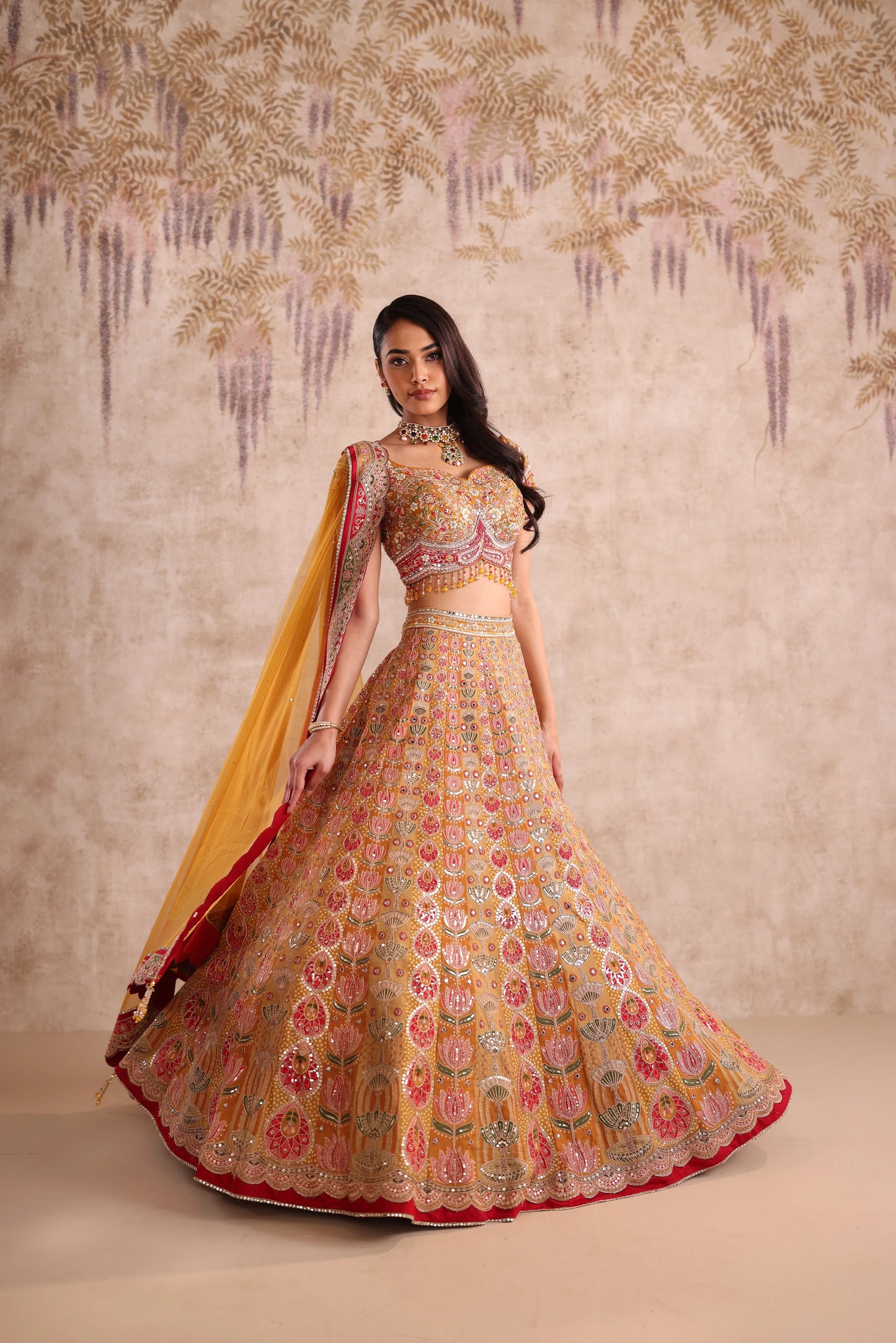 Yellow Sequins Embroidered Wedding Lehenga for Haldi