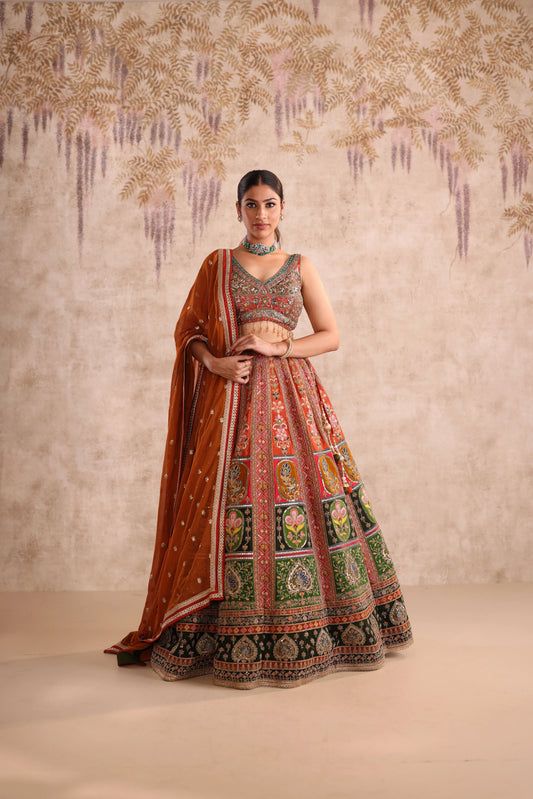 Multi-coloured Embroidered Bridesmaid Lehenga for Bridesmaid