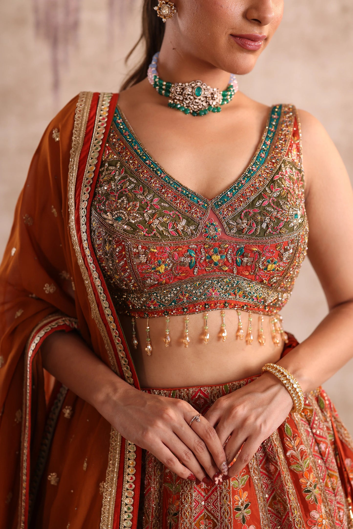 Multi-coloured Embroidered Bridesmaid Lehenga for Bridesmaid