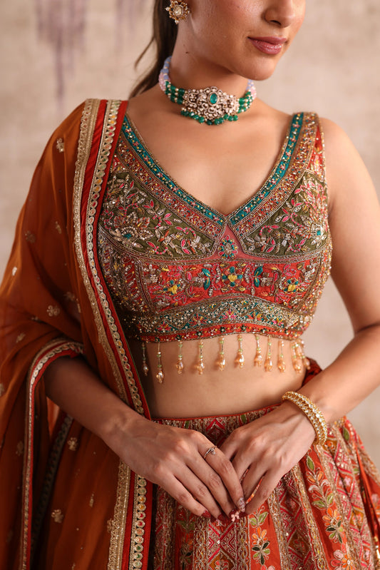 Multi-coloured Embroidered Bridesmaid Lehenga for Bridesmaid