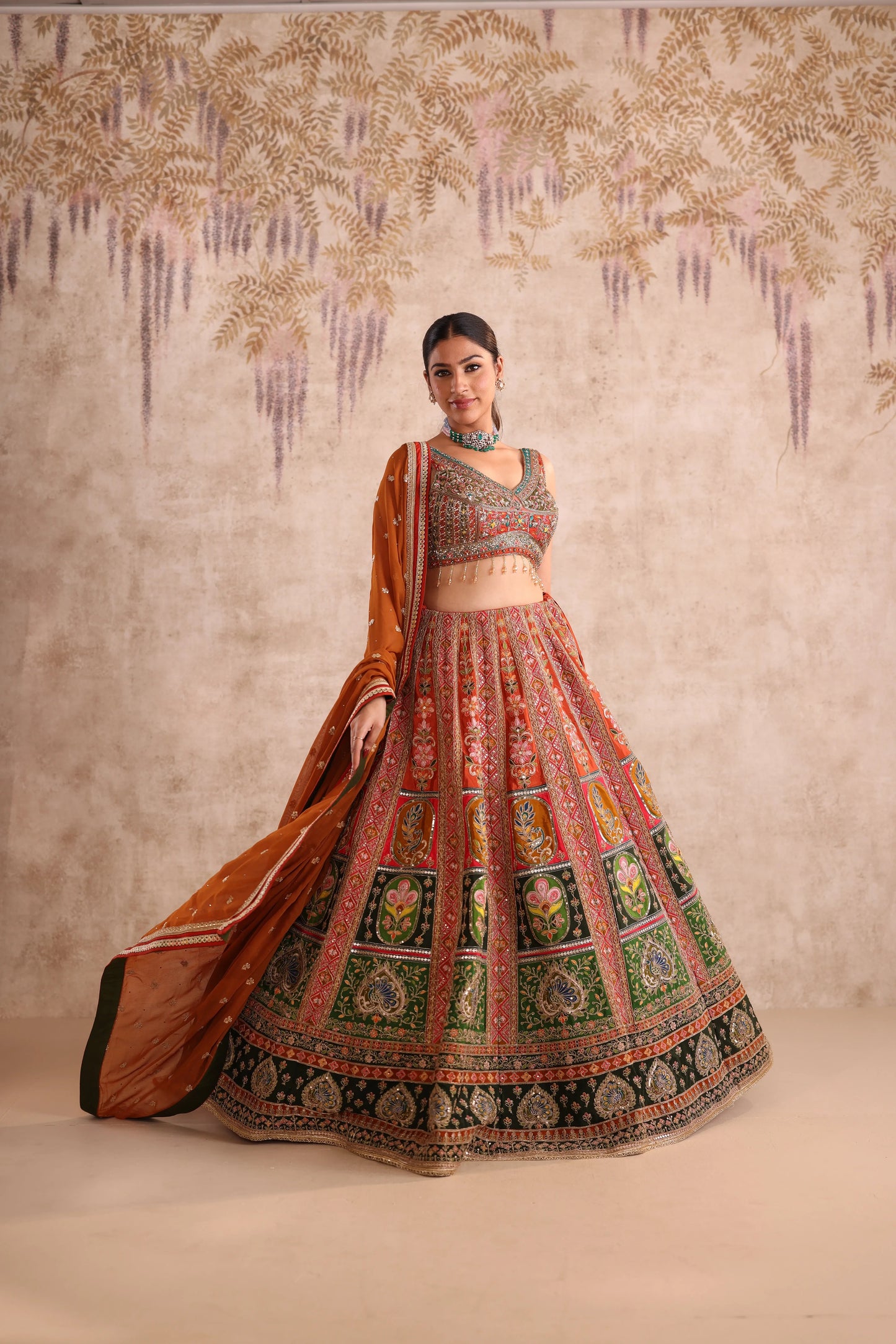 Multi-coloured Embroidered Bridesmaid Lehenga for Bridesmaid