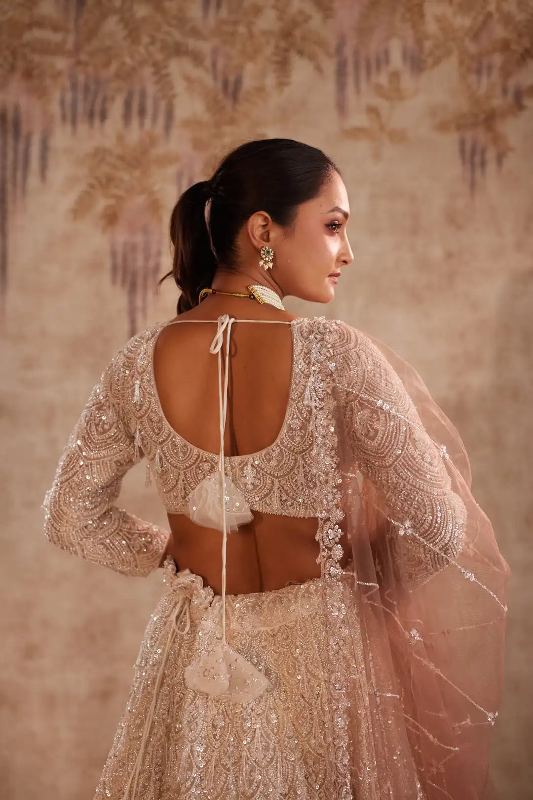 White Ombre Net Bridal Lehenga for Sangeet