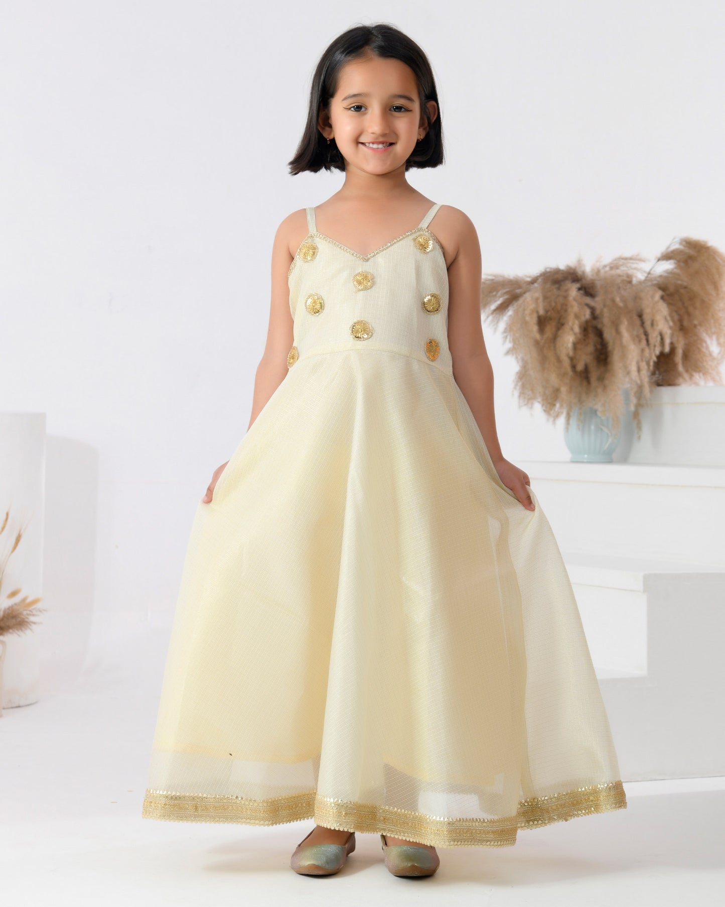 Ivory Color Doriya Silk Anarkali Set