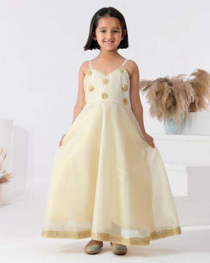 Ivory Color Doriya Silk Anarkali Set